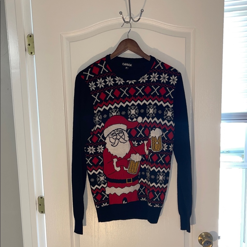 Carbon Men's Festive Santa Sweater - Black and Red
